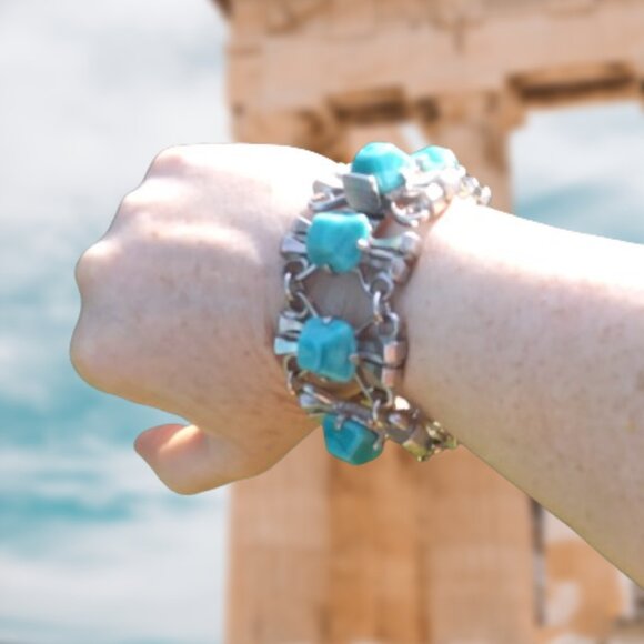 Vintage Castlecliff chunky southwest brutalist vibes statement bracelet - Picture 4 of 16